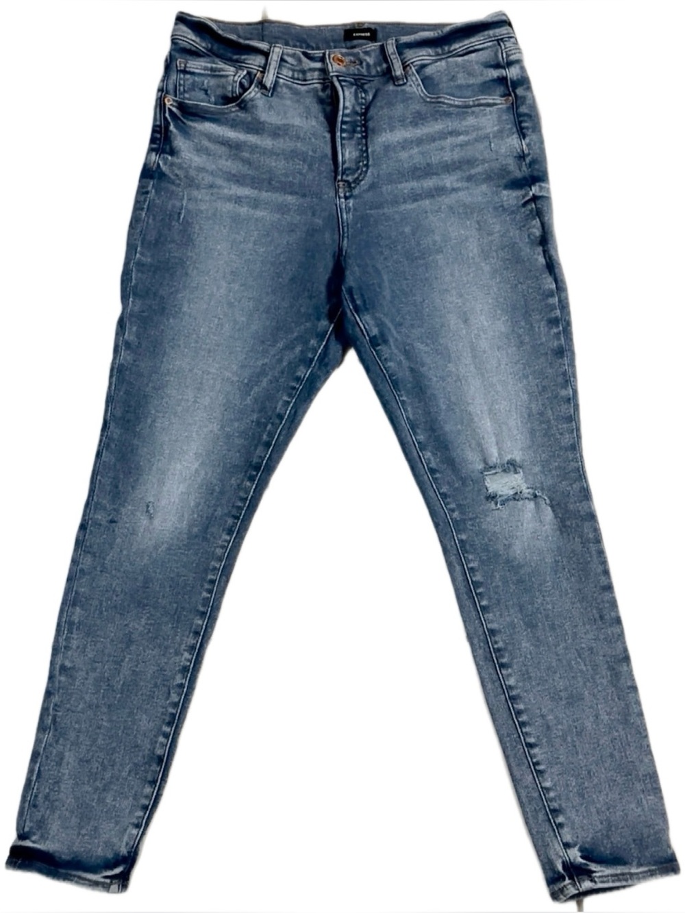 Express Women Skinny Mid Rise Super Stretch Medium Wash Denim Jeans Size 12R
